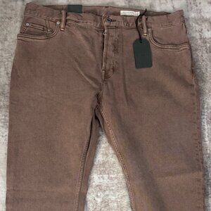 NWT AllSaints Brand Rex Style Slim Cut Stretch Denim Jean in Copper Brown, 38x30